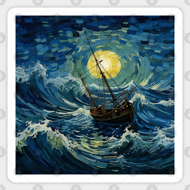 Ship on Storm Sea Sticker by SzlagRPG